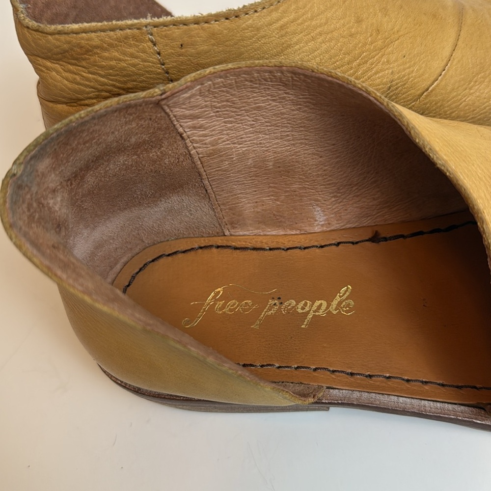 Free People Mont Blanc Tan Leather Sandals with Asymmetrical Design Size 36 - Picture 5 of 9